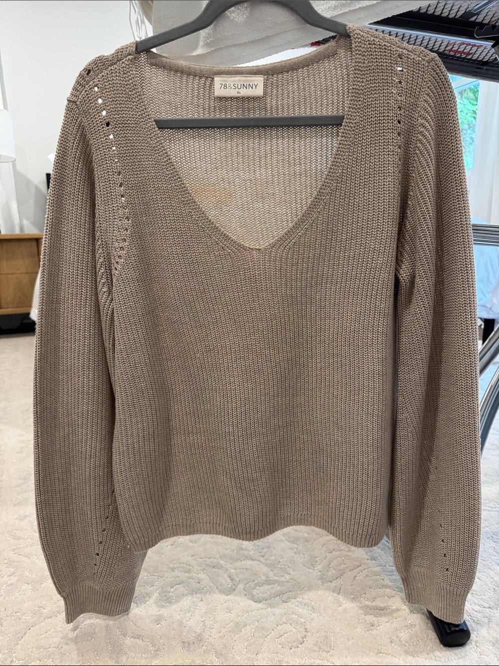 788SUNNY Taupe V-Neck Knit Sweater